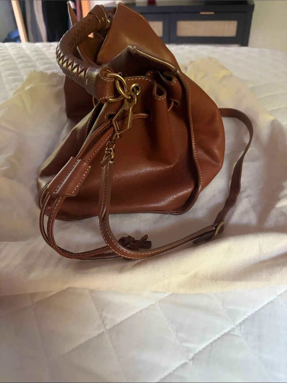 Mulberry Brown Leather Shoulder Bag with Braided Handle (Iris) - Picture 3 of 9